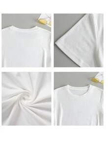 Customized Women's T-Shirt - Add Your Own Photo (Landscape/Badge/Couple/Family/Selfie/Pet), Printable Front And Back, Suitable For Summer Travel, Can Be Gift For Girlfriend, Also Customizable As Women's T-Shirt Or Blouse - White - View 5