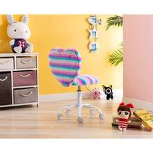 Chairus Faux Fur Study Desk Chair For Teenagers Height Adjustable Swivel Computer Chair Armless With Heart-Shaped Backrest Kids Chair - Purple - View 8