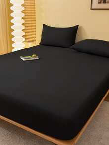 1 pieza Sábana ajustada sólida, Ropa de cama, Protector de colchón, Cubrecama, Sábana, Textil para el hogar acogedor, Protector de colchón transpirable y antipelusas, Cubrecama minimalista, Decoración del hogar en múltiples colores