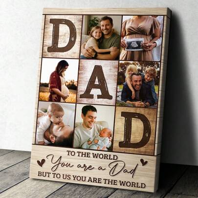 1 Stile - Tela personalizzata con foto del papà - Regali di collage personalizzati per papà su tela - Opere d'arte personalizzate su tela per decorazione della casa, regalo per la Festa del Papà, decorazione per bagno, camera da letto, soggiorno, decorazione da parete, decorazione per la casa, multifunzionale, riutilizzabile, elegante, moderno, sobrio, adorabile, colorato, personalizzato, unico, regalo ideale per lui, famiglia, per compleanni, per la Festa del Papà, soggiorno, camera da letto, casa