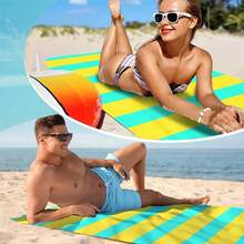 Toalha de praia macia e confortável, sem areia, com padrão listrado, 1 peça - Macia, absorvente e de secagem rápida - Toalha de praia multiuso para natação, camping e banho - Uma ideia de presente única