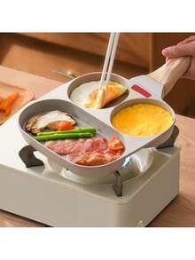Multifunctional Frying Pan 2 Holes Eggs Burger Non-Stick Pan With Handle - 彩色 - 查看 3