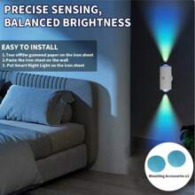 Luces LED de pared con sensor de movimiento FotuYogo interior, 1/2 piezas de luces de pared LED RGB multicolor con cable USB y pegatina magnética, luz nocturna recargable para dormitorio, pasillo, escaleras