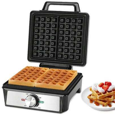 Aigostar Deep Fill Waffle Machine With Adjustable Temperature Control, 1600W Fast Cooking Waffle Maker, Non-Stick Plates, Belgian & American Waffles - Savory
