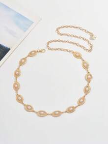 1 件新款夏季女士时尚装饰裙套装腰带镶嵌仿珍珠链腰链，适合女性外出、聚会和舞会时穿着 - 珍珠腰鍊 - 查看 8