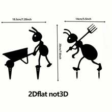 [2D Flat] 2 Pieces 2D Flat Garden Ant Decorations - Acrylic Material Animal Silhouette Garden Stakes For Outdoor, Halloween And Holiday Yard Decorations, Rustic Style, No Batteries Required, Great Garden Decor Gift For All Seasons