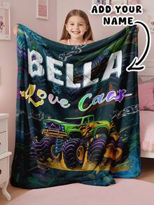 1pc Customizable Blanket, Suitable As Gift For Girls, Boys, Adults, Valentine's Day, Lightweight, Soft & Warm, Ideal For Mother's Day, Birthday, Children's Day, Father's Day, Graduation, Wedding, Christmas, Home Use On Sofa, Bed, Car, Bedroom, Living Room - Multicolor - View 2