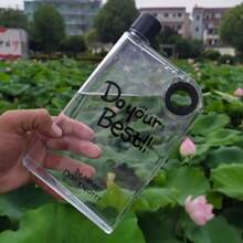 1 Stück, neue Wasserflasche in großer Kapazität mit verschiedenen Farben für Sport, Outdoor-Wasserflasche mit sehr attraktivem Kunststoff, tragbar, kreative Buch-Flachboden-Wasserflasche mit mattiertem Kunststoffdeckel