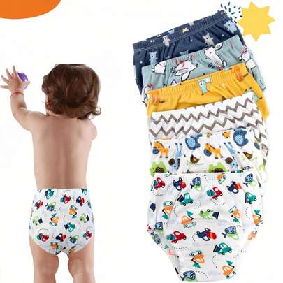 3/6pcs Newborn Potty Training Pants, Washable Toilet Training Underwear For Boys And Girls, 6-Layer Breathable All-Season Baby Cloth Diapers, Leak-Proof Absorbent Reusable Diaper Panties, Suitable For Baby Boys And Girls, Multiple Combinations, Essential Baby Items