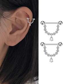 Nooxian 1 par de brincos de aço inoxidável com zircônia e gota d'água para mulheres, acessórios punk da moda para o dia a dia