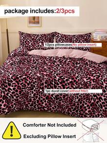 2/3件印花被套套装，柔软透气，可爱印花装饰床罩，完美适合单人床、双人床、特大床、大号床等所有尺寸的床，包含1件被套+1/2件枕套。适用于居家床上用品、学校床上用品和宿舍必需品，经Oeko-Tex认证 - 彩色 - 查看 4