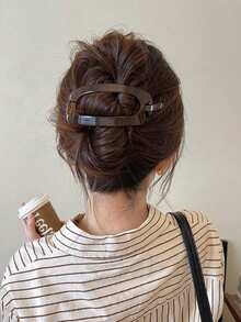 2个/1个亮面香蕉形发夹，适用于马尾辫，女士发饰，香蕉夹，扁平爪夹，发卡，发爪，学习用品