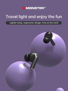 Monster Auriculares inalámbricos TWS Monster MQT53 con cancelación de ruido, auriculares deportivos con micrófono