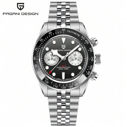 PAGANI DESIGN Sports Chronograph Japan VK64 Quartz Men Watch Panda Dial Stainless Steel Sapphire Glass Waterproof Watch For Men PD-1813