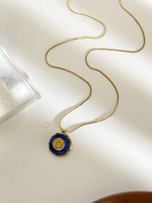 Monlansher Nuova collana con ciondolo rotondo in pietra lavorato a mano in acciaio inossidabile per donna, gioielleria di moda minimalista di lusso, disponibile in più colori