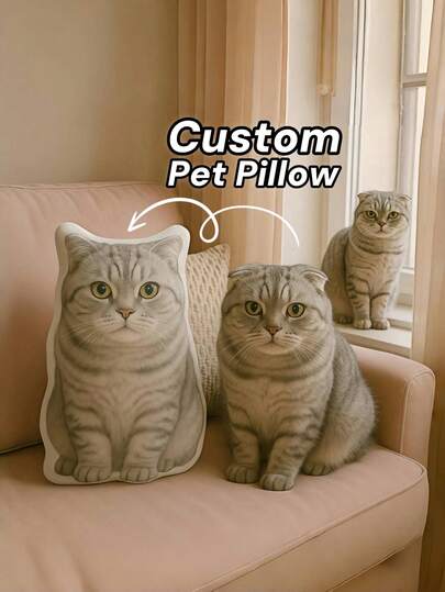 1pc Custom Pet Pillow,Personalize Pet Photo Pillow,Pet Memorial Gift, Personalized Dog Or Cat Cushion, Gift For Pet Lovers, Pet Loss, Pet Mom Gift,Fashionable, Colorful,Unique Personalized Customized Gifts, Ideal For Christmas,Thanksgiving Day,Christmas Gift Supplies