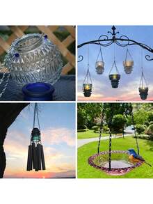 6/ 3 قطع سلاسل معلقة مع خطافات، سلاسل نباتات قابلة للتعديل، سلاسل معدنية زخرفية معلقة لحاويات الزراعة، طعام الطيور، اللافتات، الفوانيس، سلاسل أضواء النمو، أجراس الرياح، اللوحات الإعلانية، اللوحات الطباشيرية والزينة، مجموعة علامات زخرفية للحديقة وشرفة المنزل - متعدد الألوان - مشاهدة 2