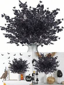 4 件装黑色和红色秋花人造满天星散花，可用作 DIY 花束、厨房、办公室、卧室、餐桌装饰、秋季装饰、人造花、黑色和红色曼萨尼塔、人造植物、家居装饰、感恩节、万圣节、圣诞节 - 黑紅色 - 查看 2