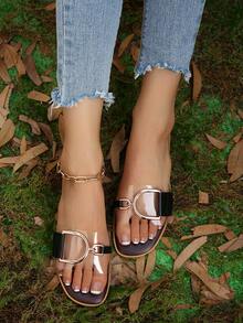Women's Fashion Flat Sandals, New Arrival,Spring Summer Outfits - Black - View 6