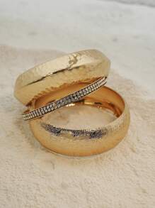 Conjunto de 3 pulseiras de luxo estilo árabe para mulheres, adequadas para festas e uso diário, presente