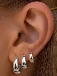 Set mit goldfarbenen Creolen für Damen, dicke goldene und silberne Ohrringe, 14 Karat Goldfüllung, hypoallergen, kleine Huggie Creolen, leicht, dicke Creolen-Ohrringe zum Stapeln für mehrfache Piercings, 3 Paar - Ohrringe - Übersicht 9