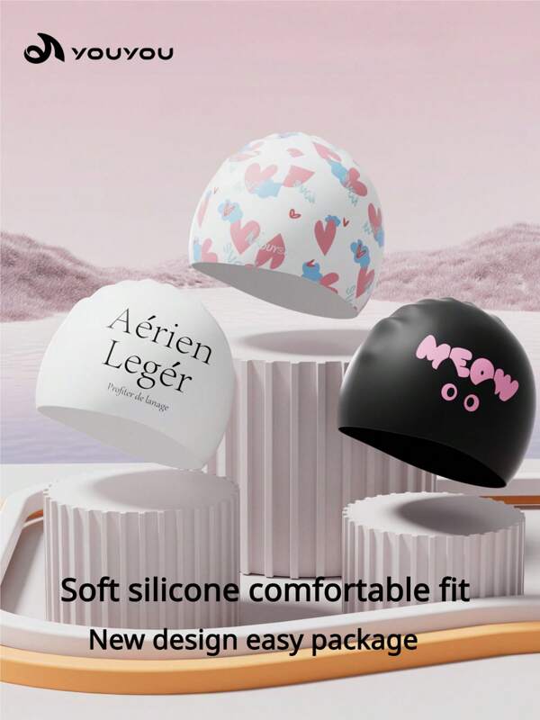 youyou Gorro de natación de silicona para mujeres 2025, diseño para cabeza grande, alta calidad y cómodo con agarre antideslizante para adultos con cabello largo