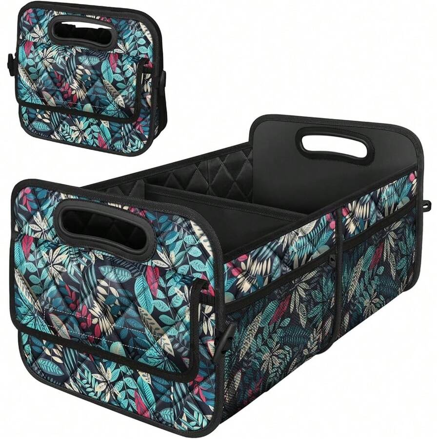 New Car Trunk Organzier For Suv,Car Organziers And Storage With 6 Big Pocket,Car Accessories Women/Men 50L Waterproof Polyester Car/SUV/Minivan/Truck(Medium, Leaves) - 樹葉 - 查看 1