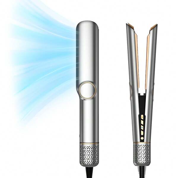 UKLISS Secador y alisador de cabello 2 en 1 con iones negativos, flujo de aire de alta velocidad + calentamiento rápido + 3 ajustes de temperatura + pantalla LCD + apagado automático, adecuado para todo tipo de cabello, gran regalo para festivales, viajes y temporada de regreso a la escuela