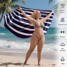 1pc Large-Sized Fine Striped Pattern Ultra-Fine Fiber Beach Towel, Multiple Colors And Styles To Choose From, Super Large Soft Gap, Swimming Pool, Beach, Travel And Camping Towel Blanket, Beach Blanket, Indispensable Accessory For Adult Women And Men's Lounge Chairs, Essential For Travel And Vacation, Festival Gift, Simple, Fashionable And Elegant