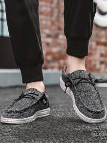 Mocassini casual da uomo in lino traspirante slip-on, scarpe da barca leggere e comode, versatili