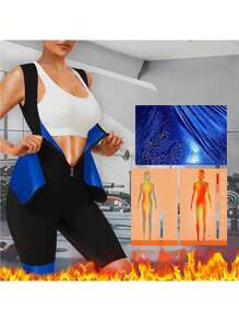4-In-1 Women's Sauna Sweat Vest, Waist Trainer, Body Shaper, Neoprene Exercise Suit With Shorts Gym Accessories Belly Slimming Girdles, Lumbar Girdles Belly Slimming Corset