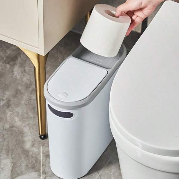 Covered Trash Can - A Stylish And Space Saving Trash Can Suitable For Kitchens, Bathrooms, And Bedrooms - With An Easy-To-Use Design, Odor Proof, Plastic, Polished Surface, Bathroom Trash Can, And Lining Back To School