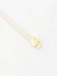 1条女士不对称圆扣鳄鱼纹腰带，时尚简约个性腰带，适合日常佩戴 - 彩色 - 查看 10