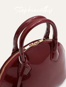 STEPHIECATHY 女士品牌奢华时尚 PU 素食皮革顶部手柄圆顶包金属锁装饰手提包拉链开合可调节长肩带斜挎包优雅场合钱包日常通勤约会旅行
