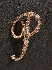 1 件 A-Z 字母胸针，欧式水钻别针，合金材质，镶嵌闪亮宝石，非常适合搭配西装、衬衫、夹克、连衣裙，展现优雅与时尚背包，适合学校办公室配饰珠宝圣诞节万圣节衣服别针有趣可爱的教师礼物 - 彩色 - 查看 30