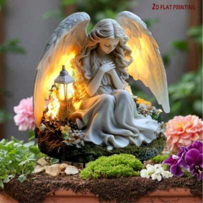 1 件亚克力天使愿望花园桩 | 2D 波西米亚仙女主题草坪和花盆艺术标志 | 防水多用途户外装饰，适用于庭院、露台和花盆（梦幻场景装饰）