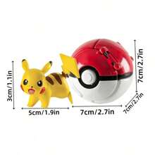 pokemon 1 set/2 pezzi 1 Pokeball + 1 Giocattolo modello Pokemon, Pallina Sorpresa Pokemon con animale domestico che salta fuori, Giocattolo da collezione divertente, Perfetto come regalo di compleanno, Souvenir per feste
