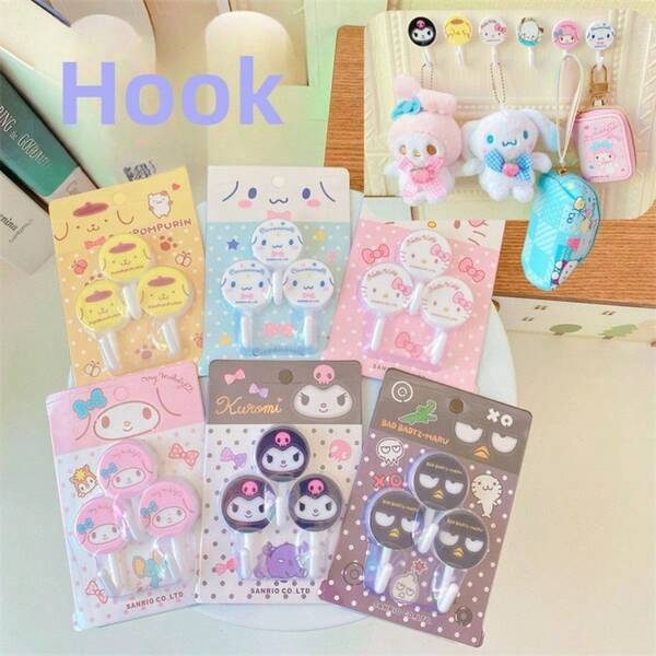 Sanrio 1-12 ganci da parete in plastica Kuromi e Hello Kitty Sanrio, per organizzare chiavi da cucina, borse piccole, decorazioni per la casa per adolescenti/ragazze, dorm/back-to-school, regali per coinquilini, design kawaii (decorazioni per dorm/accessori kawaii/forniture per organizzazione)