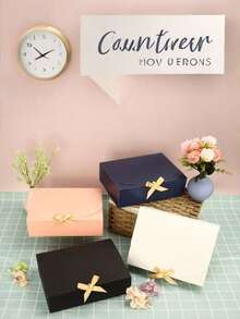 海军蓝色带盖礼盒，蓝色牛皮纸礼盒，伴娘求婚礼盒（带丝带），适用于婚礼、包装、礼品、生日、纸杯蛋糕盒、情人节礼盒