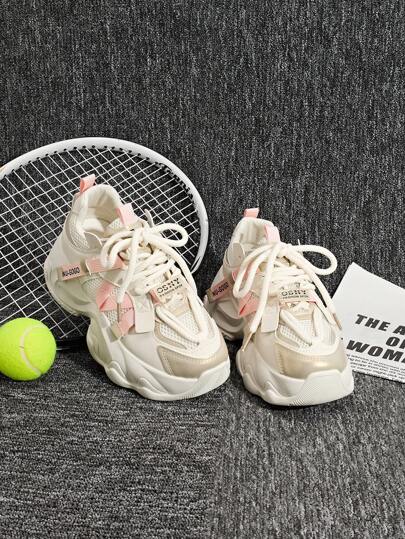 DareSee أحذية نسائية سميكة الأربطة ذات كعب سميك، أحذية رياضية كاجوال، تنفس ومقاومة للانزلاق، هدايا عيد الميلاد الشتوية