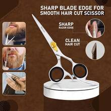 Hair Cutting Scissors - Professional Barber Shears For Salon & Home Use, Sharp Durable Stainless Steel Blades, Comfortable Grip Handles, Includes Case - Tijeras De Peluquería Profesional - Vàng - Xem 6