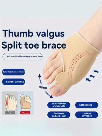 1 Pair Ribbed Knit Fabric For Sports, Home, And Office, Corrects Hallux Valgus And Big Toe Deviation