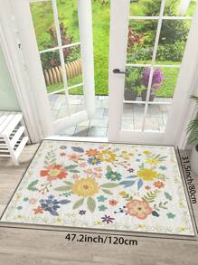 1 Piece Spring Colorful Faux Cashmere Living Room Carpet With Floral Pattern. Soft And Fluffy Area Rugs For Bedroom, Pink Home Decoration, Comfortable To The Touch, Non-Slip Washable Foldable Area Rug. It Can Be Used As Living Room Rug, Bedroom Rug, Hallway Doormat, Suitable For Different Seasons And Various Occasions In Spring, Summer, Autumn And Winter.