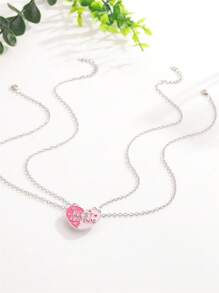 2 pièces Collier de meilleurs amis, collier magnétique de couple BFF, pendentif en forme de cœur mignon, cadeau à la mode pour les filles, cadeau d'anniversaire