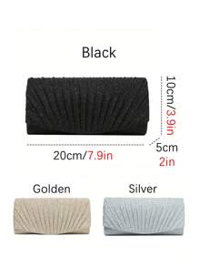 1pc Horizontal Square Hard Material Stylish Evening Bag With Crinkled Trim Open Pocket Evening Bag Everyday Wear Women's Bag Chain Shoulder Bag Clutch Bag Suitable For Going Out For Party And Commuting