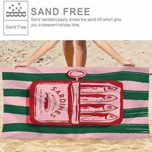 1 pièce Serviette de plage à séchage rapide en forme de sardine - Douce, absorbante, légère, avec un design amusant de boîte de conserve de sardine. Parfaite pour la natation, le surf, le camping et les accessoires de voyage. - Rose bonbon - Voir 8