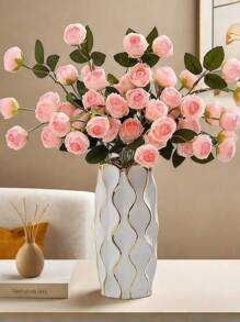 New Gold-Painted Ceramic Vase Flower Arrangement Modern Minimalist Dining Table Porch TV Cabinet Living Room Floral Ornaments Birthday Graduation Gift
