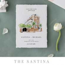 1 pieza Reserva la fecha ilustrada personalizada, Invitación de boda ilustrada personalizada, Reserva la fecha del lugar, Ilustración del lugar - Multicolor - Ver 3