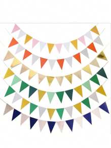 15pcs Gold, White And Green Triangle Pennant Banners Decoration For Birthday, Wedding, Engagement, Bachelor Party, Retirement, Valentine's Day, New Year, Christmas, Room, Garden