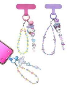 Sanrio 1Pc Sanrio Kawaii Hello Kitty Cinnamoroll My Melody Kuromi Mobile Phone Pendant Anime Cartoon Keychain Decorative Mobile Phone Case Accessories Gif